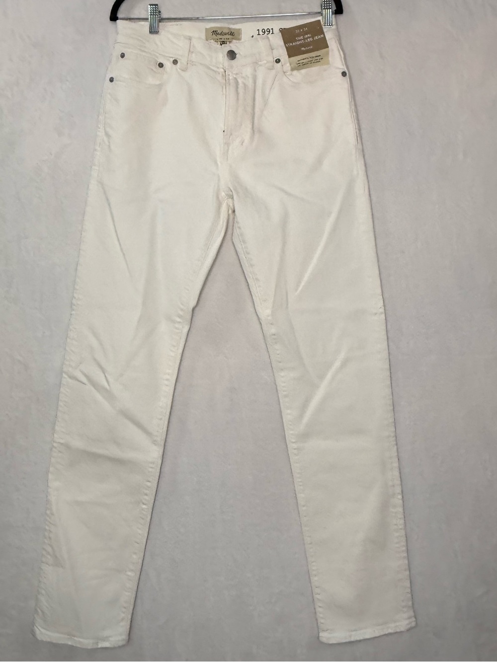 Madewell Men's Size 30x34 White The 1991 Straight-Leg Vintage Canvas Jeans NWT